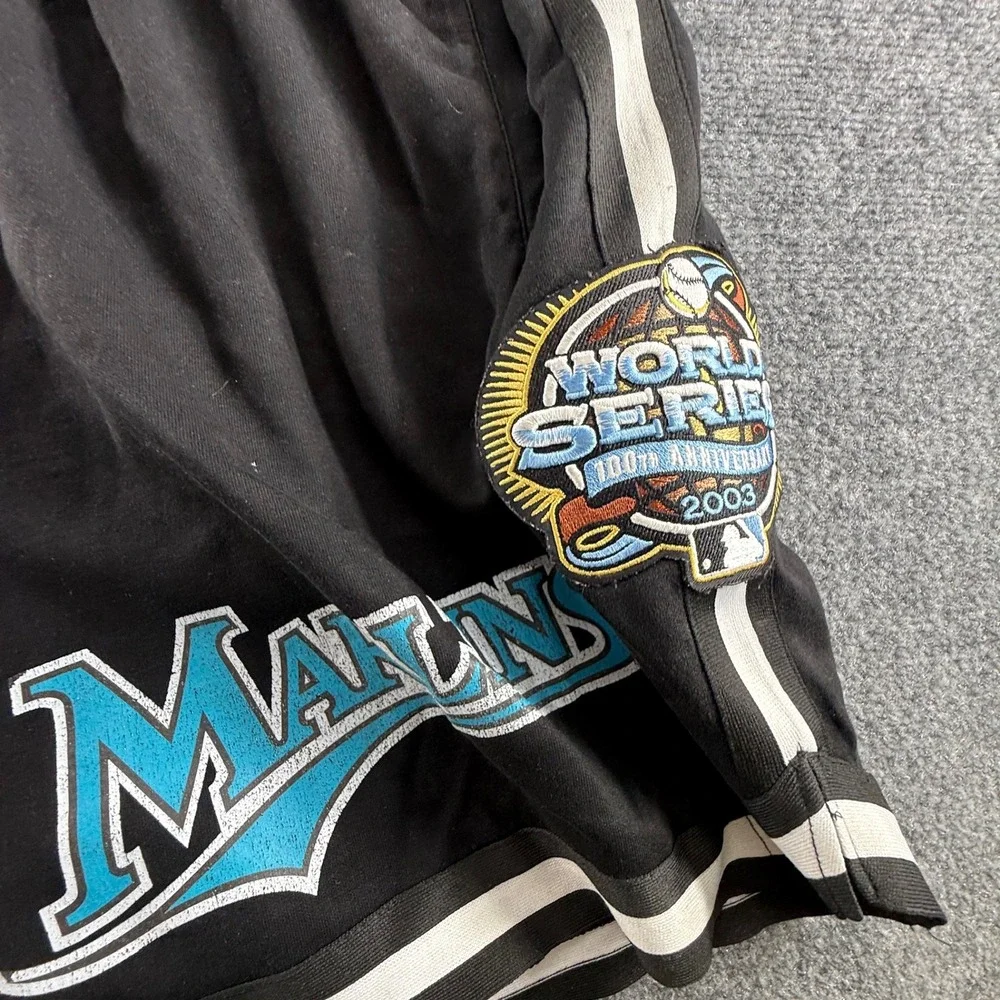 Florida Marlins 2003 World Series Anniversary Shorts Black Embroidered MLB Mens